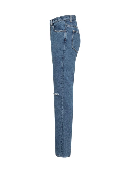 Jeans With Zip And Rips Details