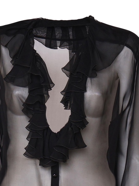 Ruffle Collar Chiffon Blouse