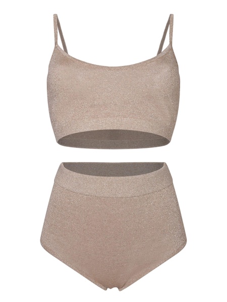 Set Knit Gold- Top And Trousers Sand Color
