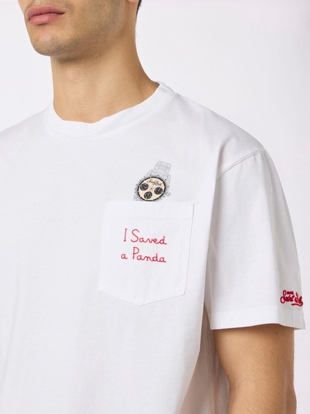 Man Cotton T-shirt Austin With Watch Print And Embroidery