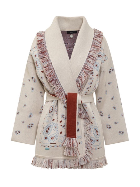Bandana Jacquard Belted Cardigan