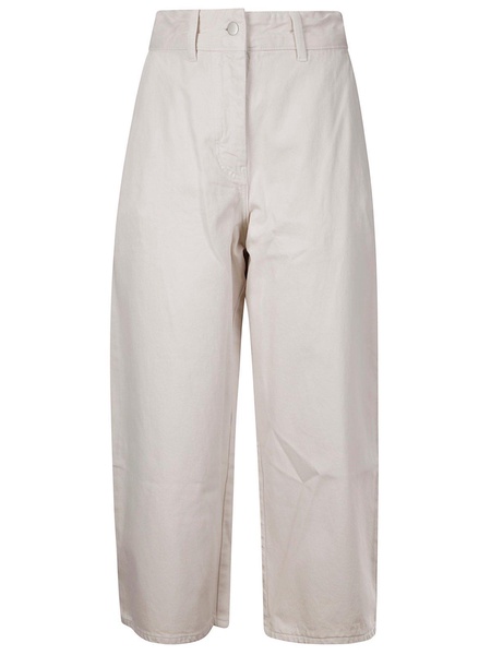 Logo Patch Cropped Wide-leg Jeans