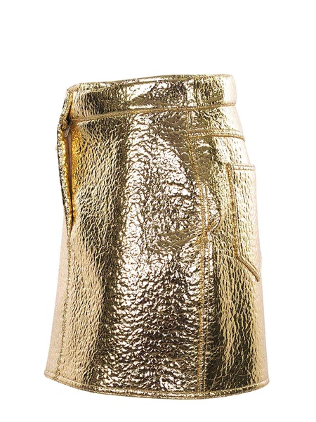 Skirt Alysi In Faux Leather Gold.