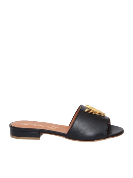 Black Leather Slippers