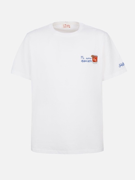 Man Classic Fit Cotton Jersey T-shirt Portofino With Mi Sono Sbagliato Embroidery