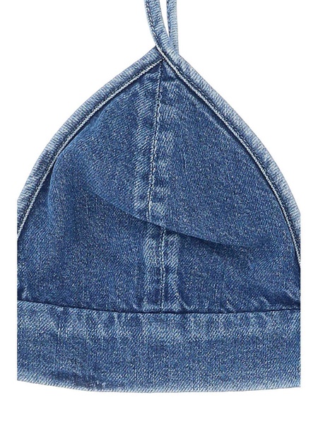 Straight Hem Denim Cropped Top