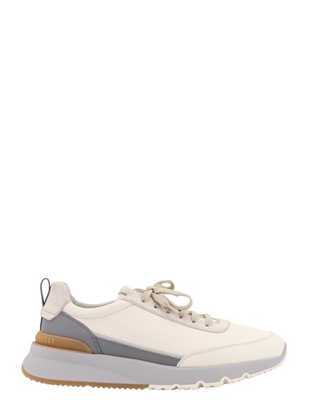 Low Sneakers In White And Grey Leather