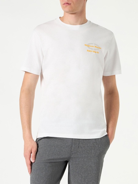 Man Cotton T-shirt With Magnum Marine Saint Barth Print