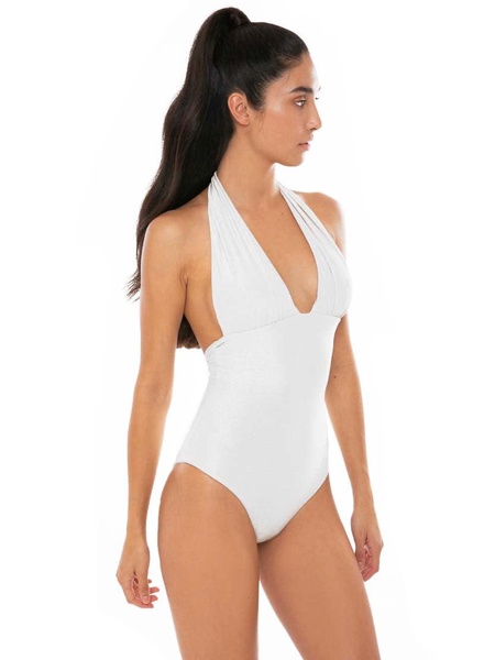 Woman White One Piece Swimsuit