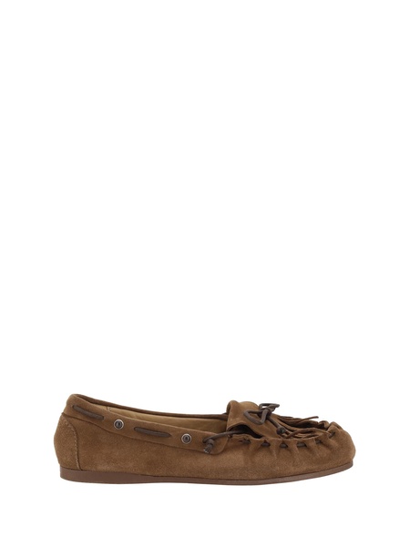 Suede Leather Loafers With Fringes