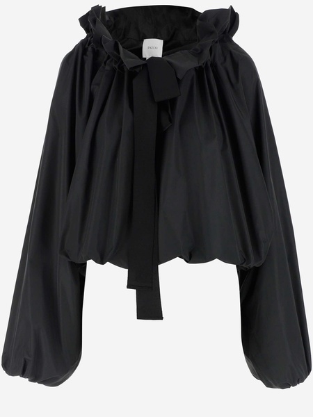 Gros Grain Top With Gathered Collar