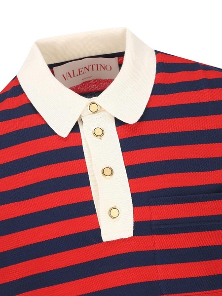 Striped Button Detailed Polo Shirt