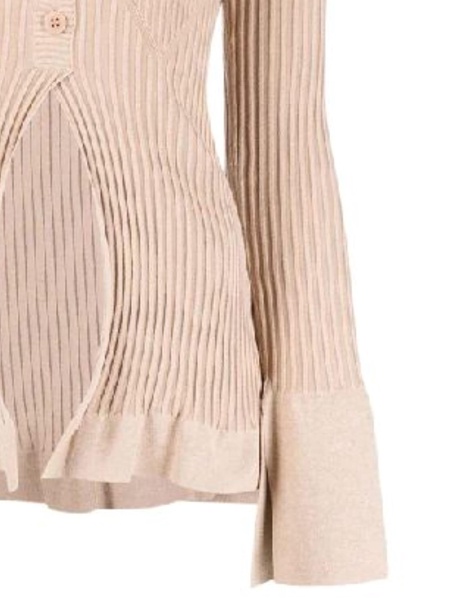 Ribbed-knit Cardigan With Double Layers