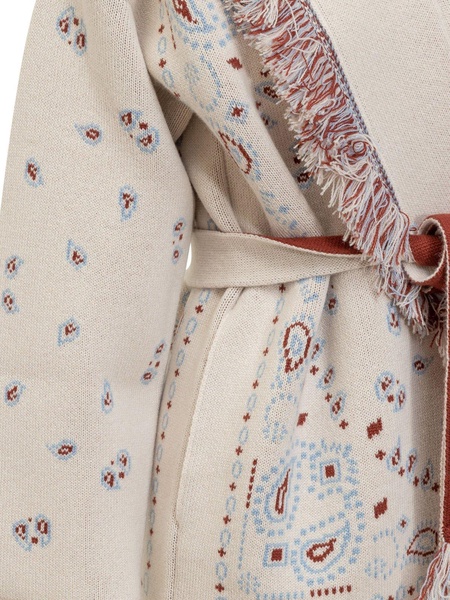 Bandana Jacquard Belted Cardigan
