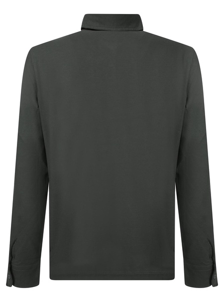 Long Sleeve Green Crepe Polo