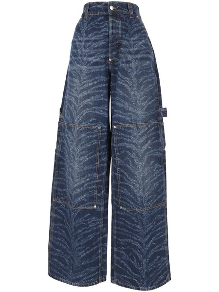 Tiger Printed High-waist Cargo Jeans