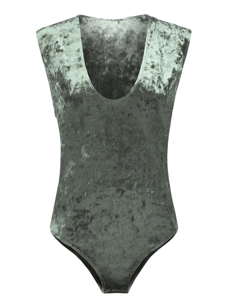 Olive Green Iridescent Velvet Bodysuit