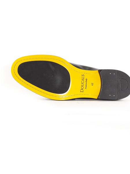 Black Calfskin Leather Double-buckle Loafers