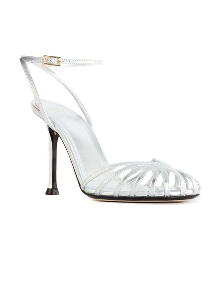 Silver Leather Cage Sandals