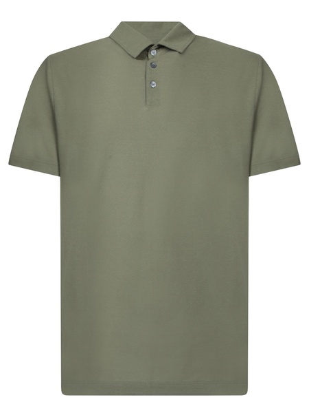 Green Cotton Crepe Polo Shirt