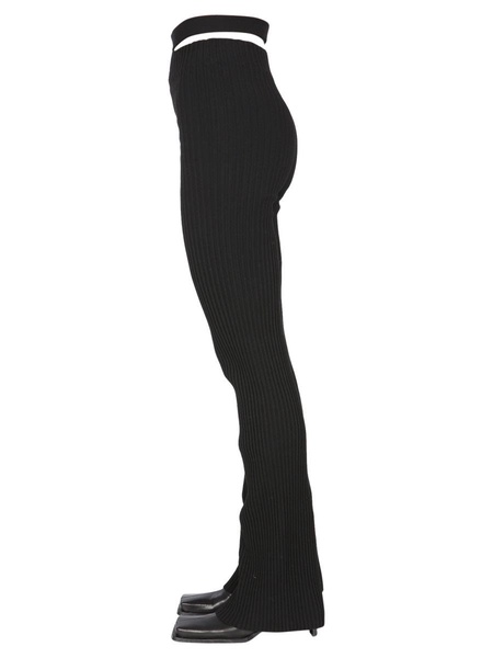 Ribbed Trousers With Cut Out Belt