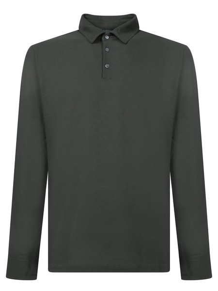 Long Sleeve Green Crepe Polo