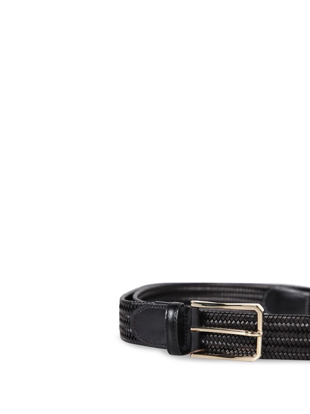 Black Woven Leather Belt