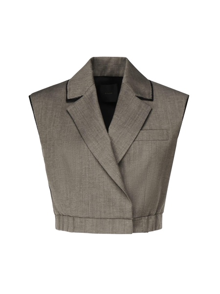 Short Vest With Lapels And Elastic