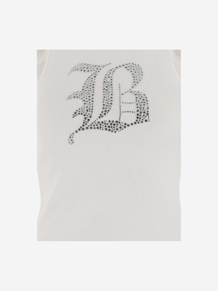Stretch Cotton Tank Top With Logo