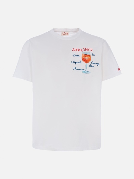 Man Cotton T-shirt With Aperol Spritz Print And Embroidery | Aperol Special Edition