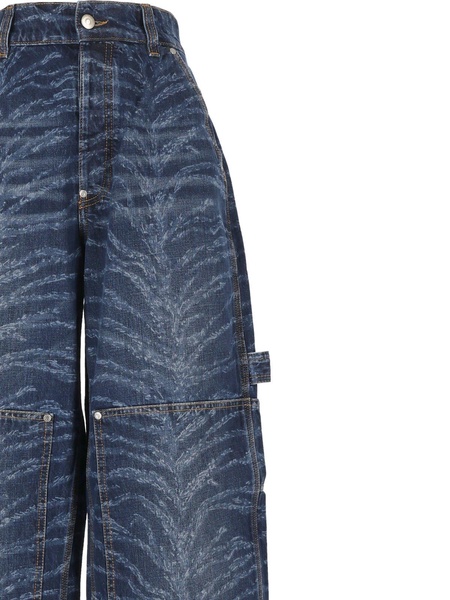 Tiger Printed High-waist Cargo Jeans