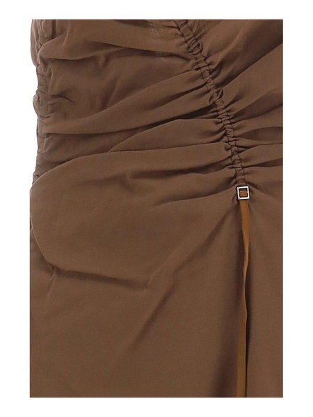 Ruched Slip Flared Dress