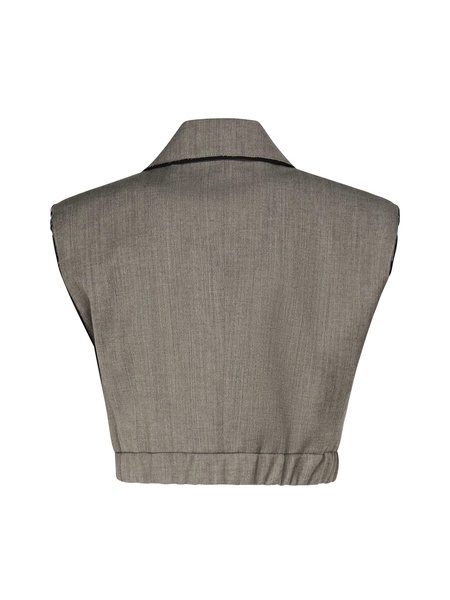 Short Vest With Lapels And Elastic