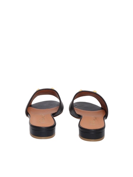 Black Leather Slippers