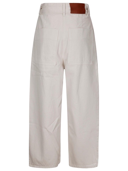 Logo Patch Cropped Wide-leg Jeans