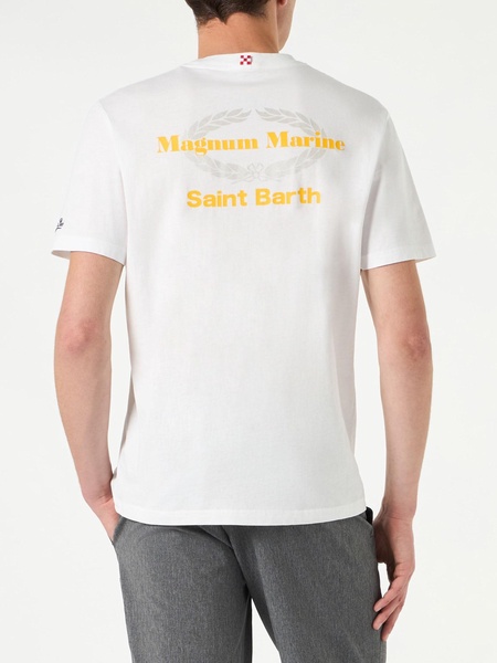 Man Cotton T-shirt With Magnum Marine Saint Barth Print