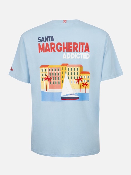 Man Cotton T-shirt With Santa Margherita Addicted Postcard Placed Print