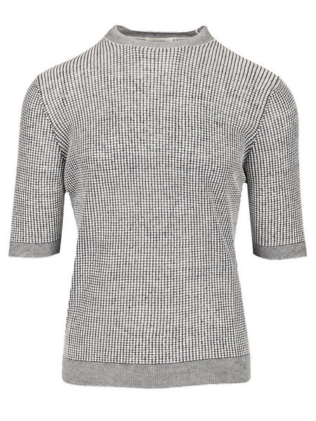R Neck Shirt Puntoriso Blu Bianco