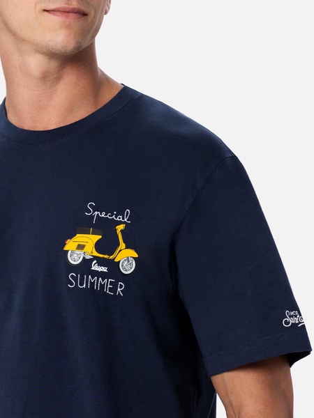 Man T-shirt With Vespa Placed Print And Embroidery | Vespa Special Edition