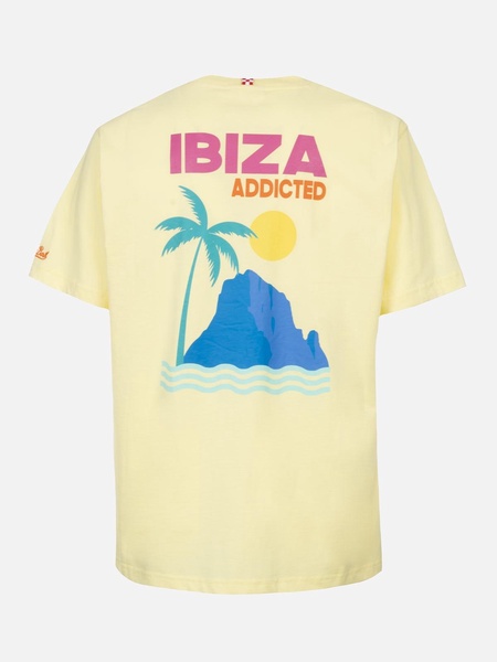 Man Cotton T-shirt With Ibiza Addicted Postcard Placed Print
