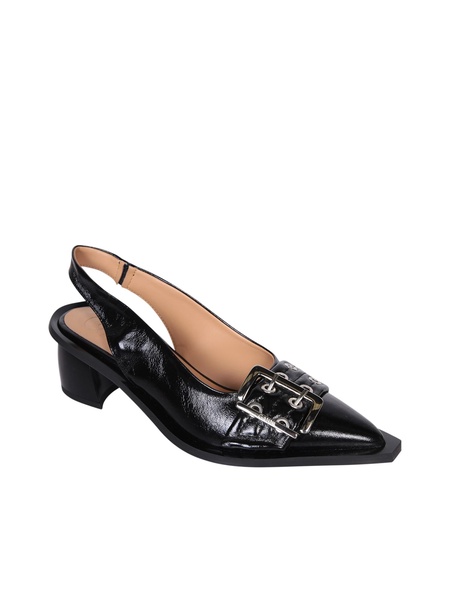 Ganni Black Buckle Tacco Naplack Ballerinas