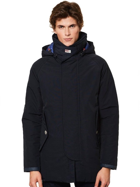 Blue Navy Blue Hooded Parka Jacket Voyager