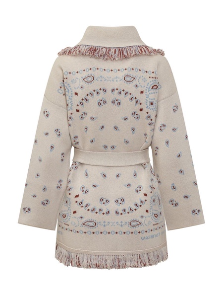 Bandana Jacquard Belted Cardigan