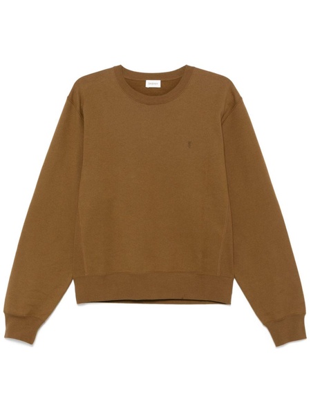 Saint Laurent Logo Embroidered Cotton Sweatshirt Men