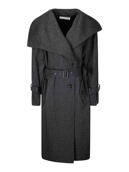 Double-breasted coat with belt