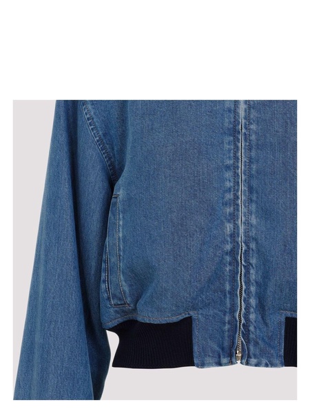 Logo-Embroidered Zip-Up Denim Jacket
