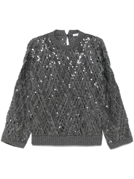 Dazzling Mesh Embroidery sweater in cashmere, mohair and alpaca