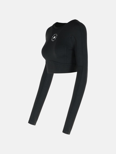 'YOGA' BLACK POLYAMIDE BLEND TOP