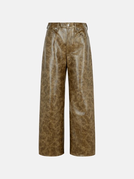BROWN RECYCLED LEATHER BLEND TROUSERS