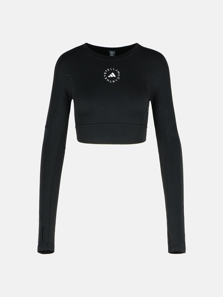'YOGA' BLACK POLYAMIDE BLEND TOP